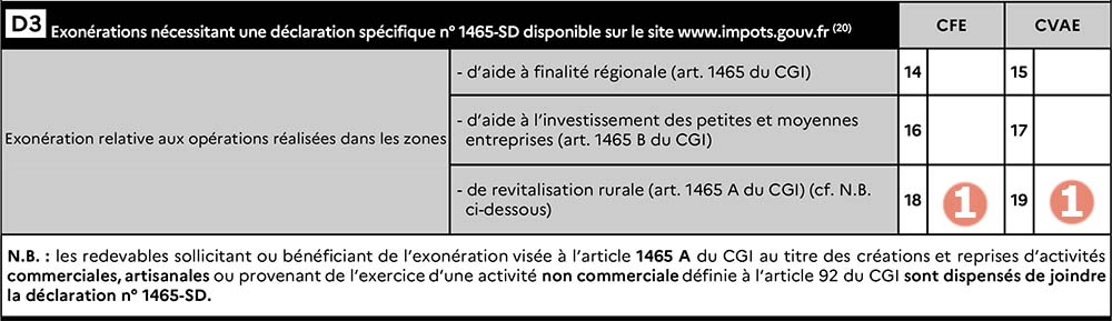 Cadre D3 du formulaire 1447-C